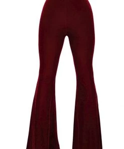 Killstar Moondance Velvet 70's Broek Ruby Red