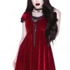 Killstar Heather Velvet 60's Jurk Ruby Red New In
