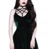 New In Killstar Magica Velvet Skater Dress Emerald Green