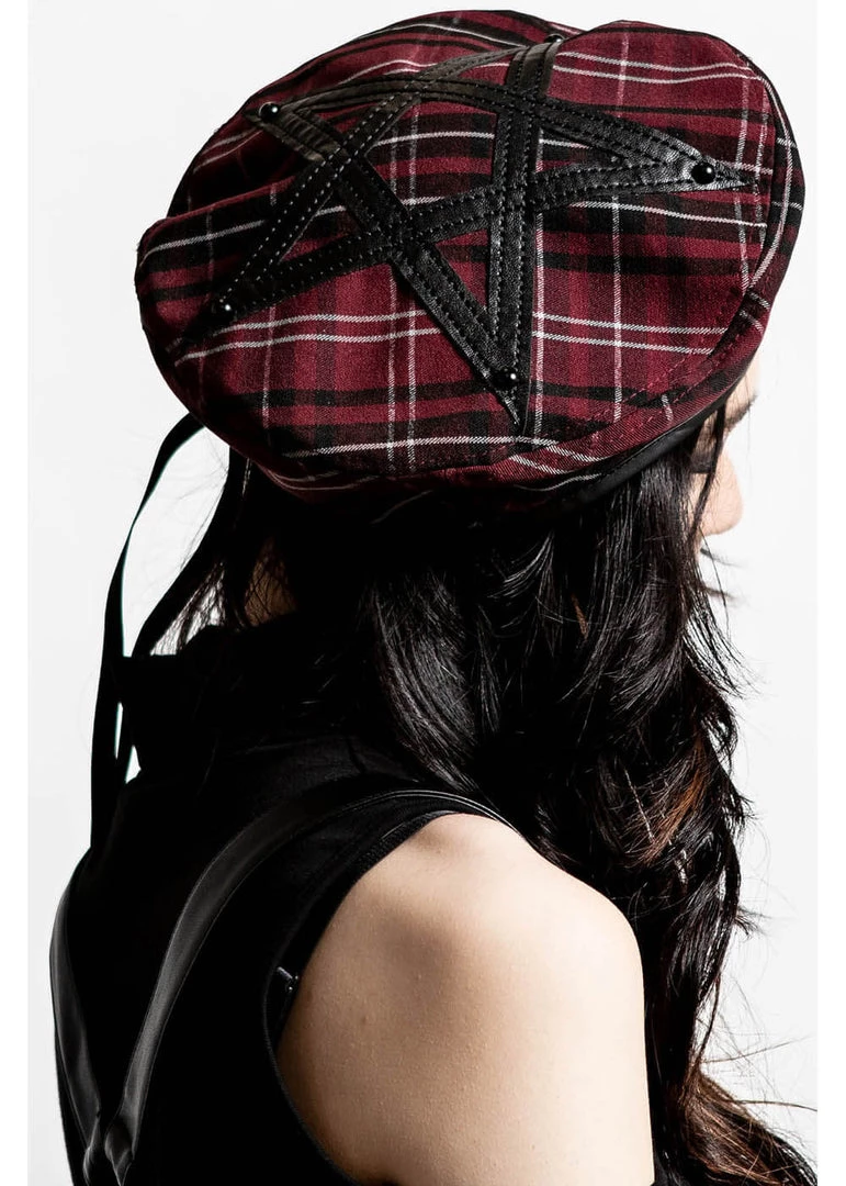 New In Killstar Dark Fate Beret Tartan Red
