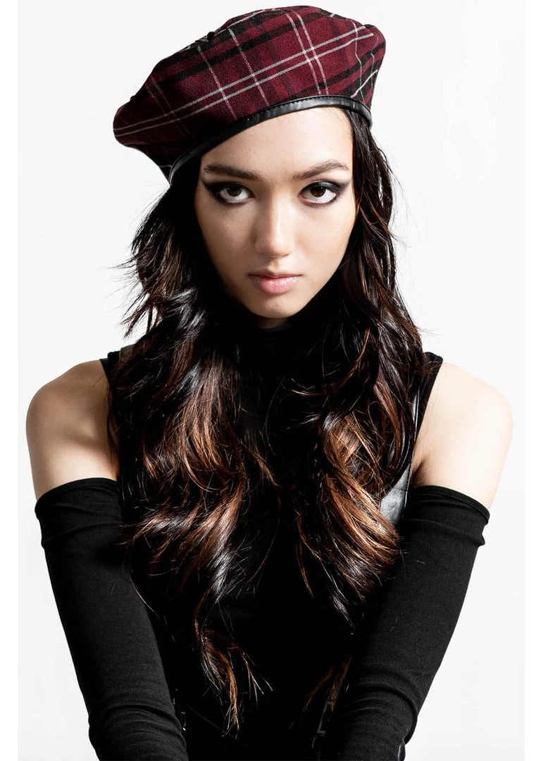 New In Killstar Dark Fate Beret Tartan Red