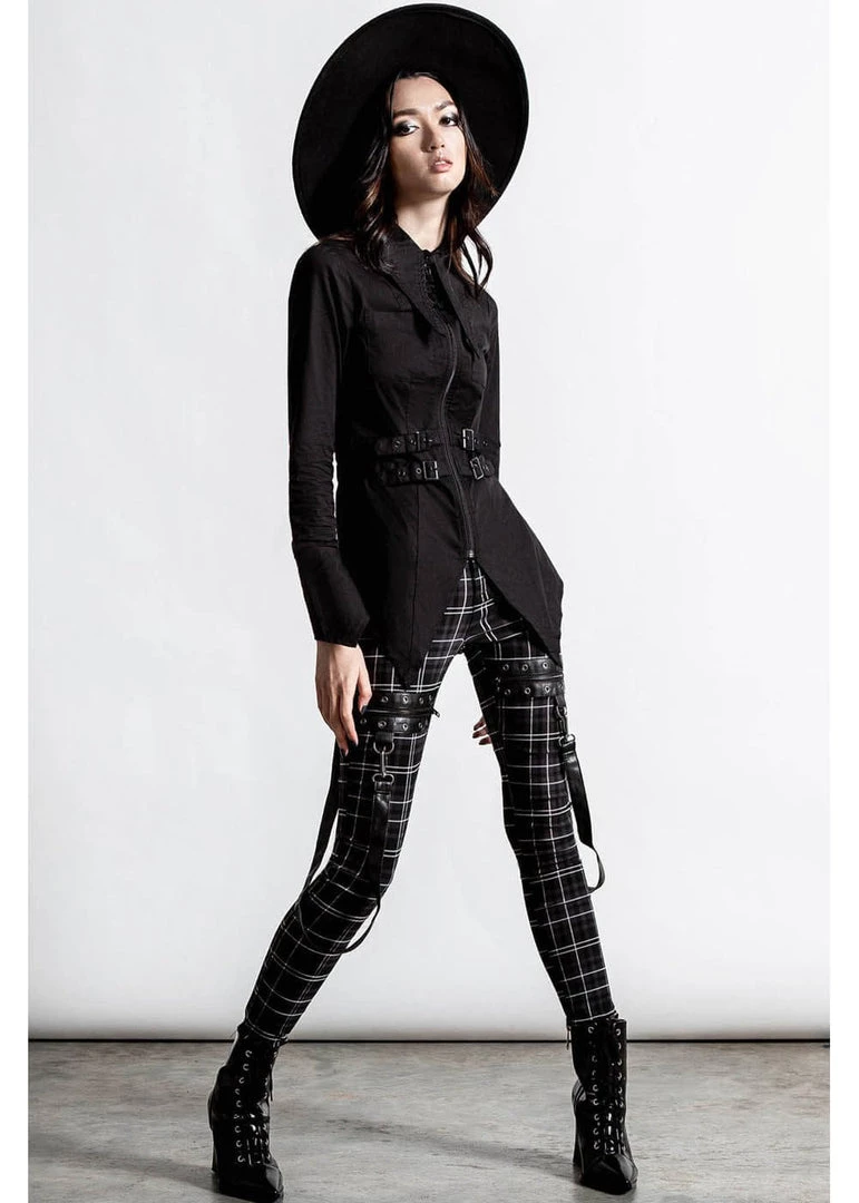 New In Killstar Haze & Confused Zip Shirt Black