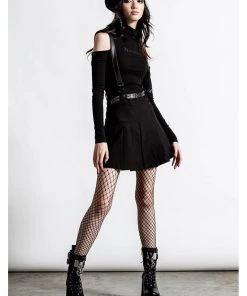 Killstar Shadows Suspender Skirt Black New In