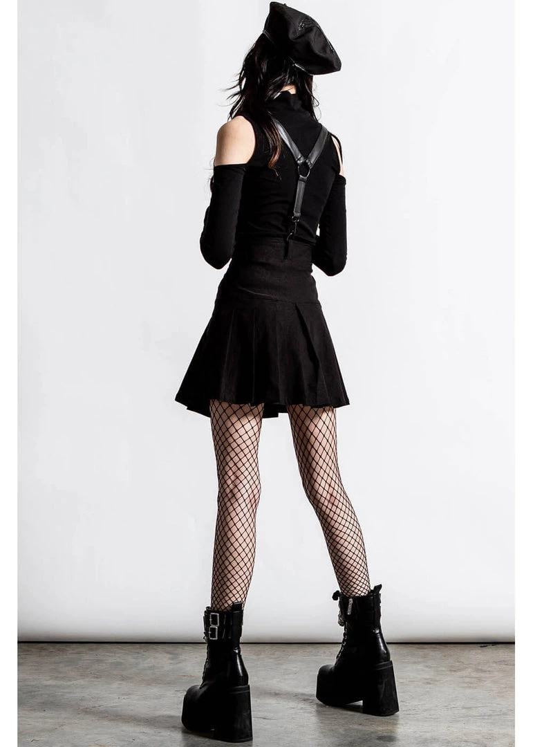 Killstar Shadows Suspender Skirt Black New In
