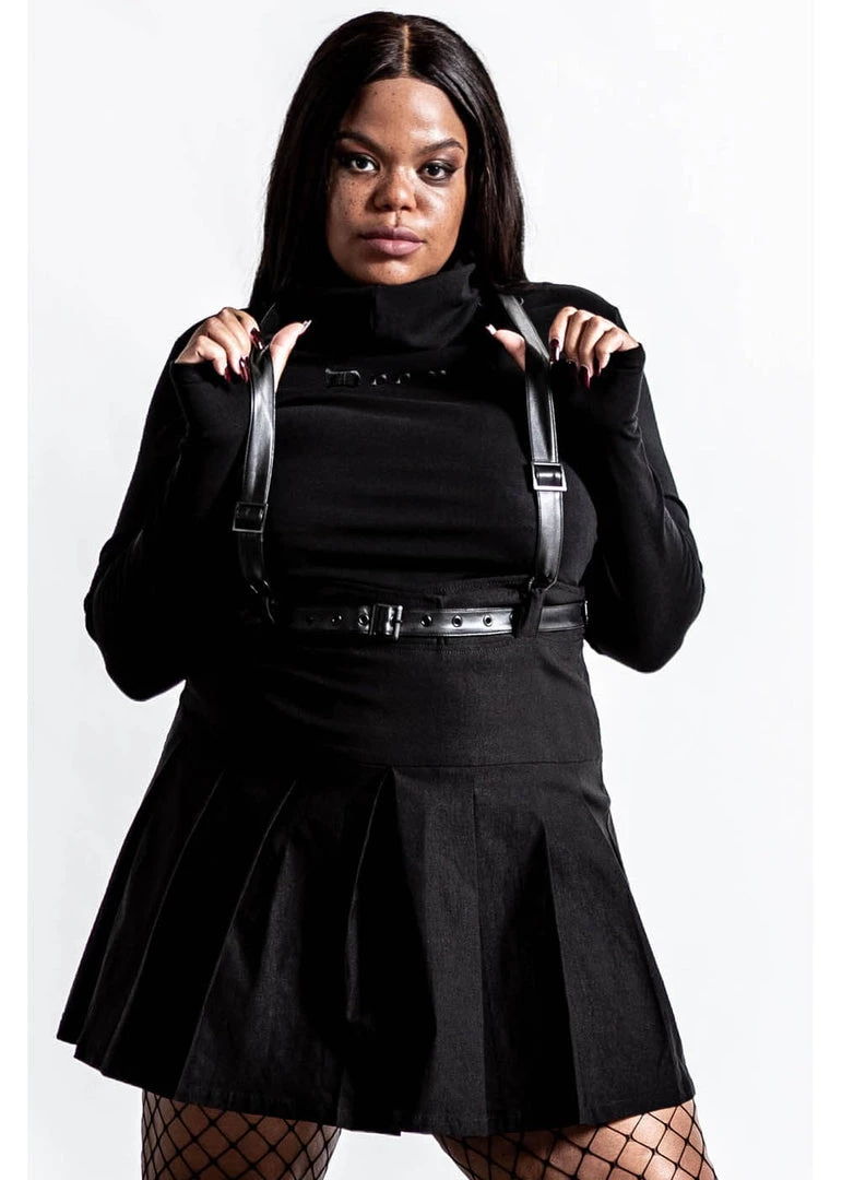 Killstar Shadows Suspender Skirt Black New In