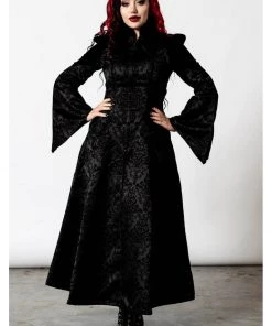 Killstar Vyolet Brocade Coat Black