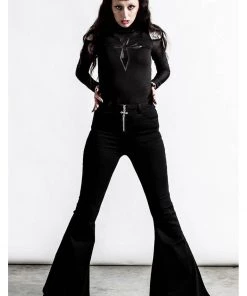 Killstar Unholy Trinity Flare 70's Trousers Black New In