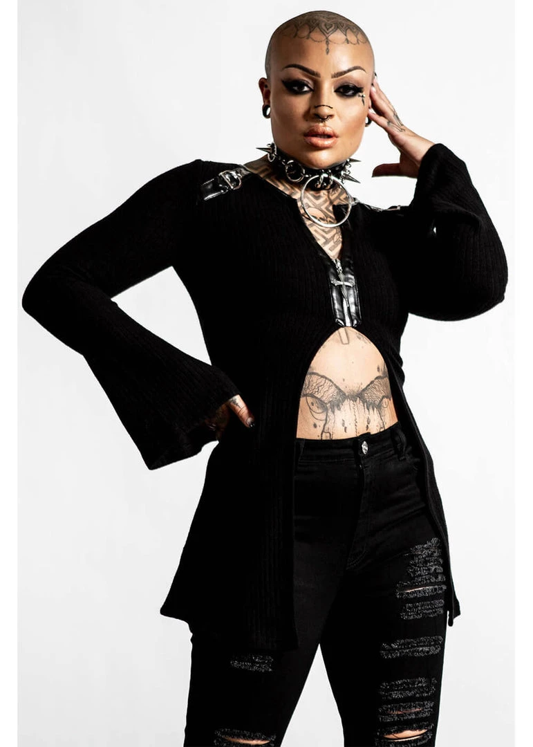 New In Killstar Scorpia Velvet 70's Top Black