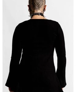 New In Killstar Scorpia Velvet 70's Top Black