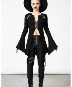 New In Killstar Scorpia Velvet 70's Top Black