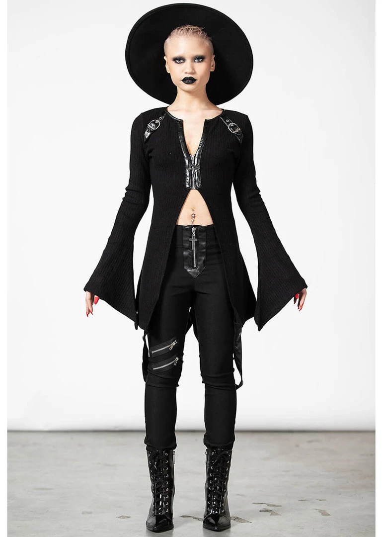 New In Killstar Scorpia Velvet 70's Top Black