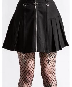 Killstar Rosalyn Cross Mini Skirt Black New In