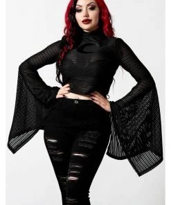 Killstar Phases Moon Striped Top Black