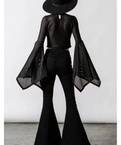 Killstar Phases Moon Striped Top Black