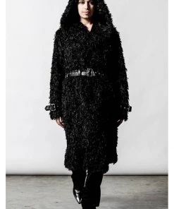 Killstar Epic Faux-Fur Cardigan Coat Black