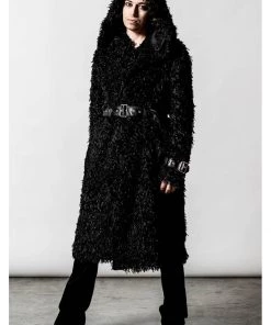 Killstar Epic Faux-Fur Cardigan Coat Black