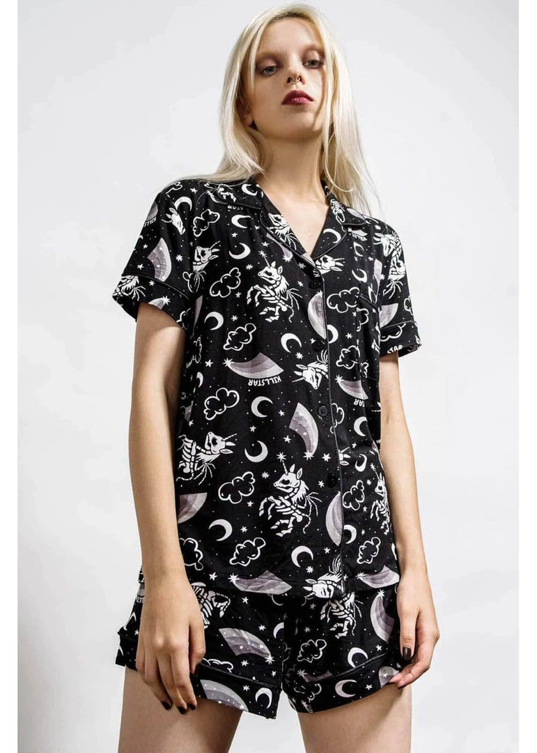 Killstar Moonbow Unicorn Pyjama Set Black New In