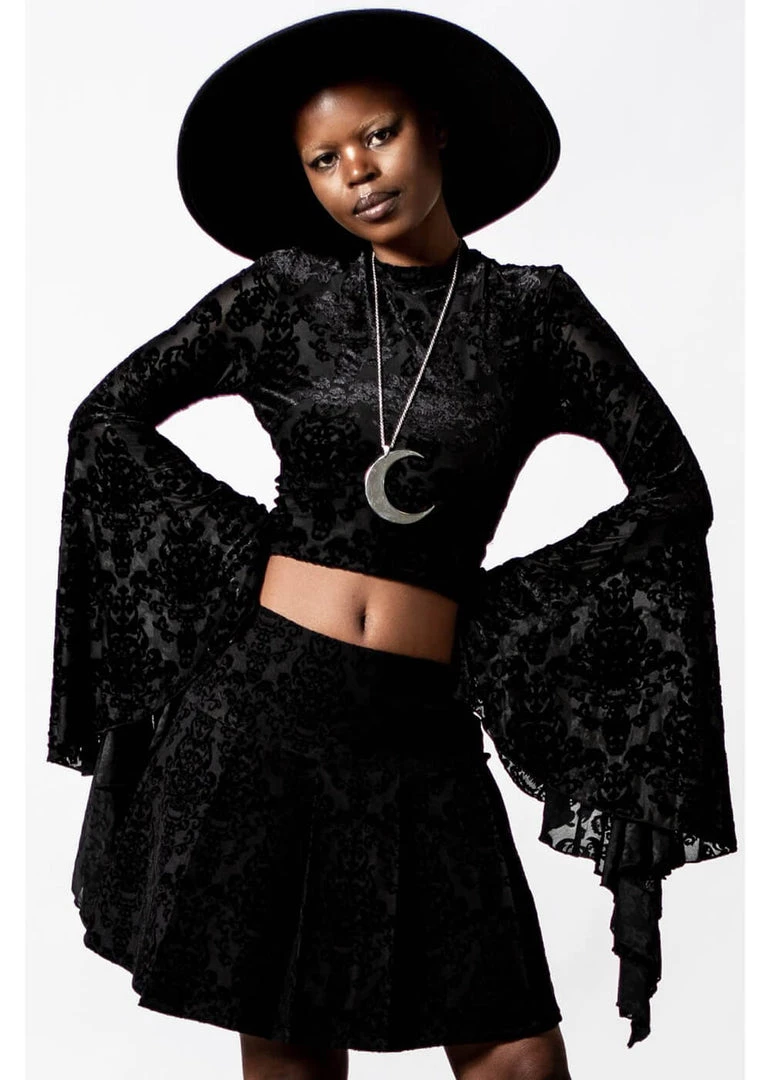 New In Killstar Incarnate Lace-Up Top Black