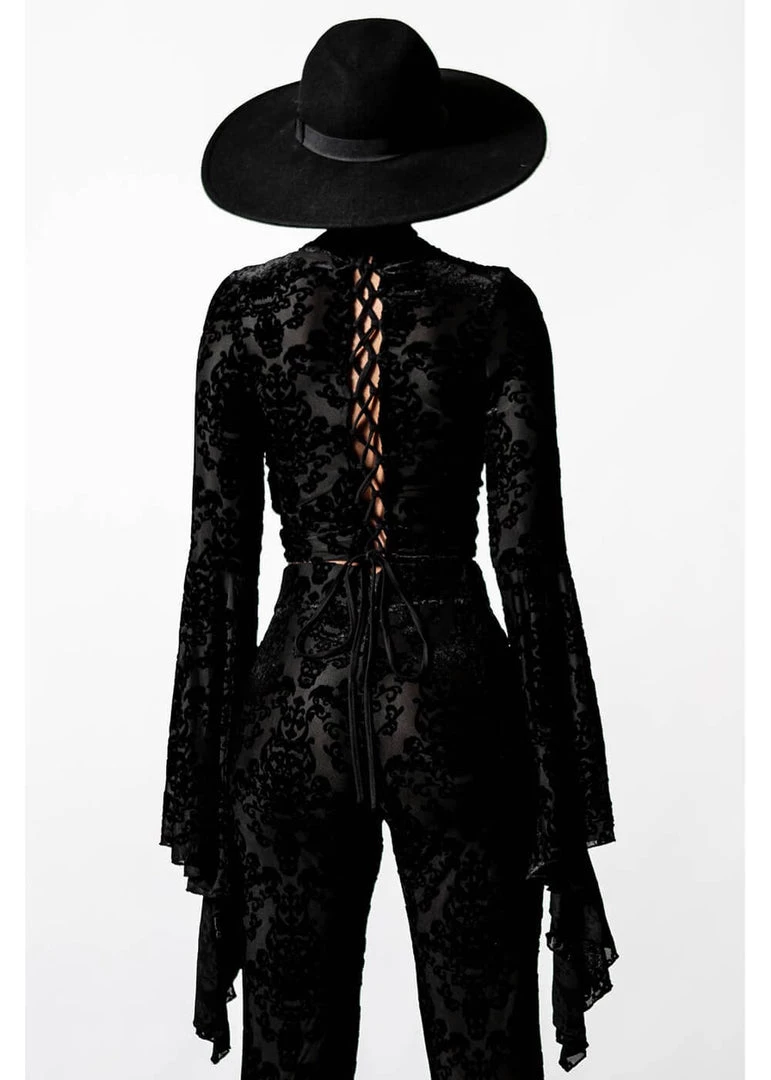 New In Killstar Incarnate Lace-Up Top Black