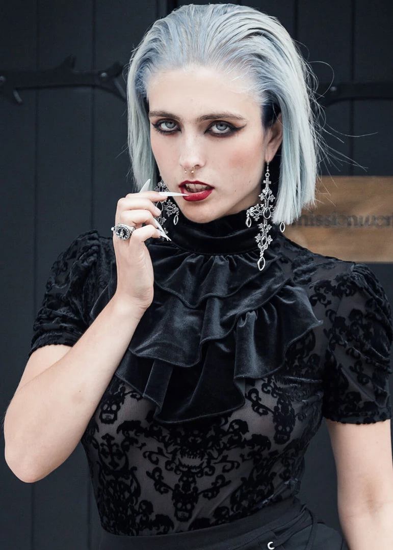 New In Killstar Thelma 40's Blouse Top Black