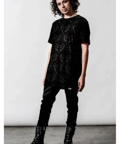 New In Killstar Poe Velvet T-Shirt Black