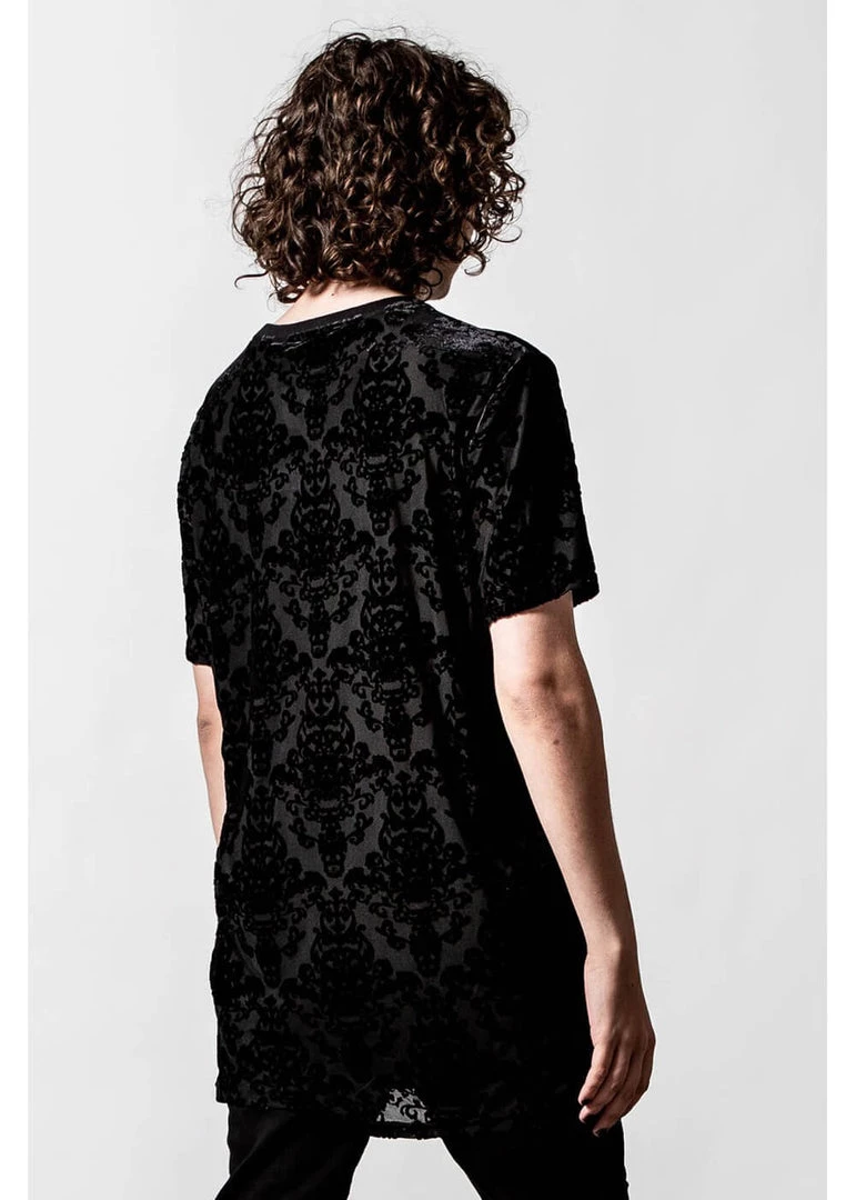 New In Killstar Poe Velvet T-Shirt Black
