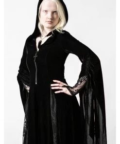 New In Killstar Dark Decent Velvet Duster Black