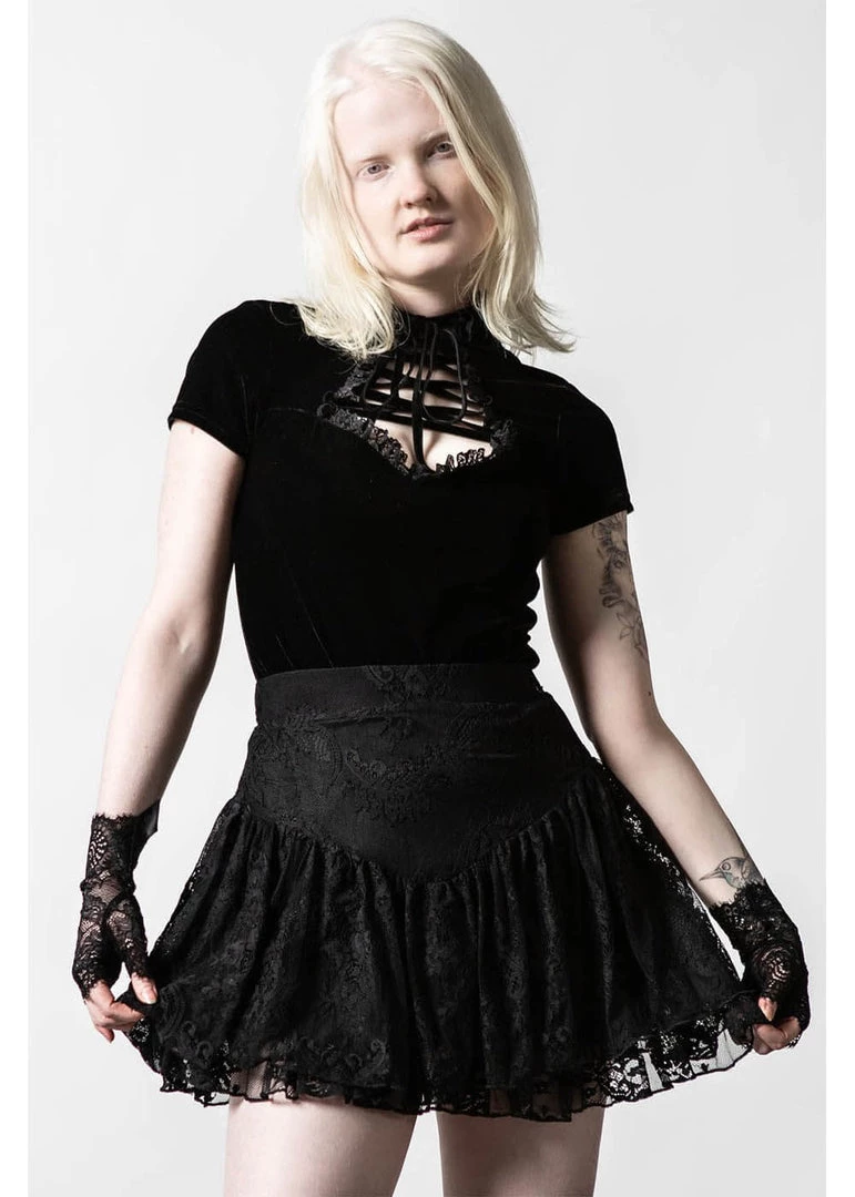 Killstar Malady Velvet 40's Top Black