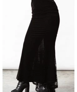 Killstar Ghostess Velvet Maxi Skirt Black