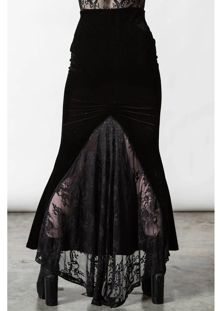 Killstar Ghostess Velvet Maxi Skirt Black