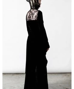 Killstar Dawn Velvet Maxi Dress Black New In