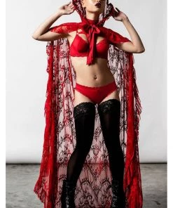 Killstar Vampyren Lace Cape Scarlet Red New In