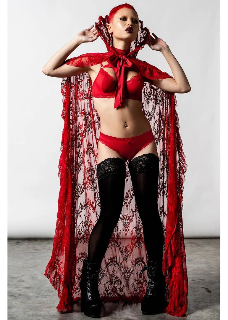 Killstar Vampyren Lace Cape Scarlet Red New In