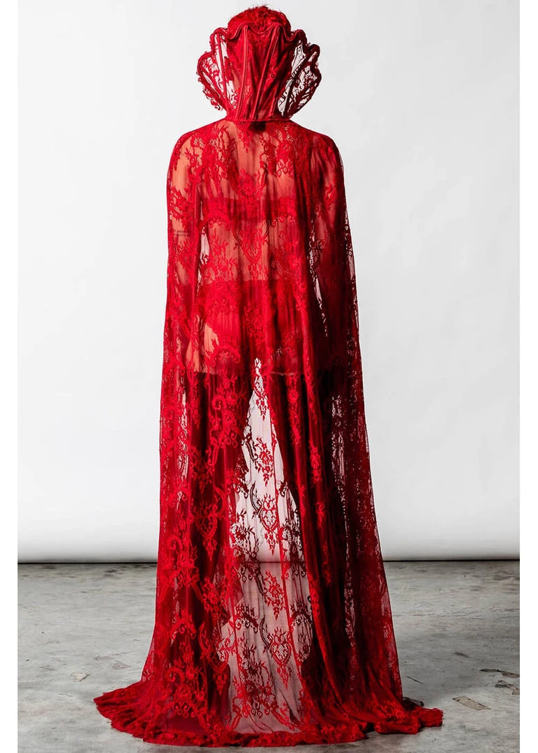 Killstar Vampyren Lace Cape Scarlet Red New In