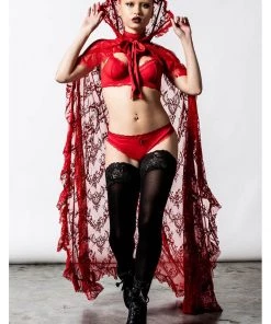 Killstar Vampyren Lace Cape Scarlet Red New In