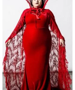 Killstar Vampyren Lace Cape Scarlet Red New In