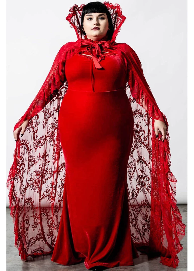 Killstar Vampyren Lace Cape Scarlet Red New In