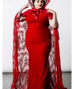 Killstar Vampyren Lace Cape Scarlet Red New In