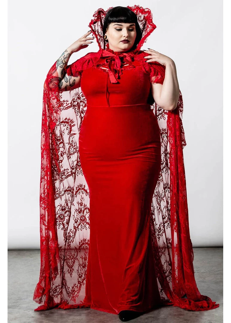 Killstar Vampyren Lace Cape Scarlet Red New In