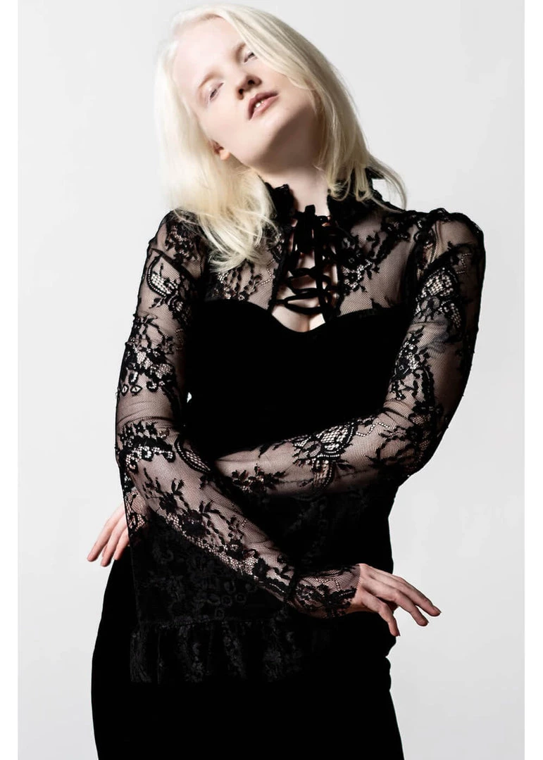 Killstar Poison Fang Velvet Top Black New In