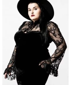 Killstar Poison Fang Velvet Top Black New In