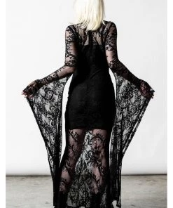 New In Killstar Phenemena Velvet Lace Maxi Dress Black