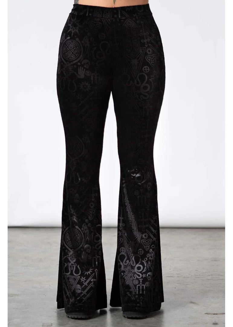 New In Killstar Magick Mourning Velvet Flare 70's Trousers Black