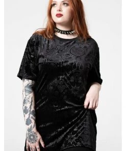 Killstar Gorgon Velvet T-Shirt Black