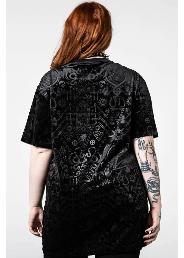 Killstar Gorgon Velvet T-Shirt Black