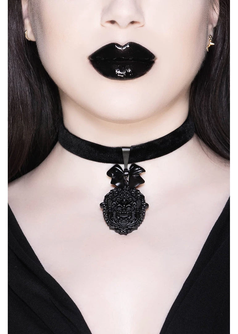 Killstar Sorrows Skull Choker Necklace Black New In