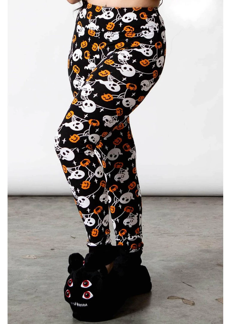 Killstar Haunted Pumpkin Lounge Leggings Black New In
