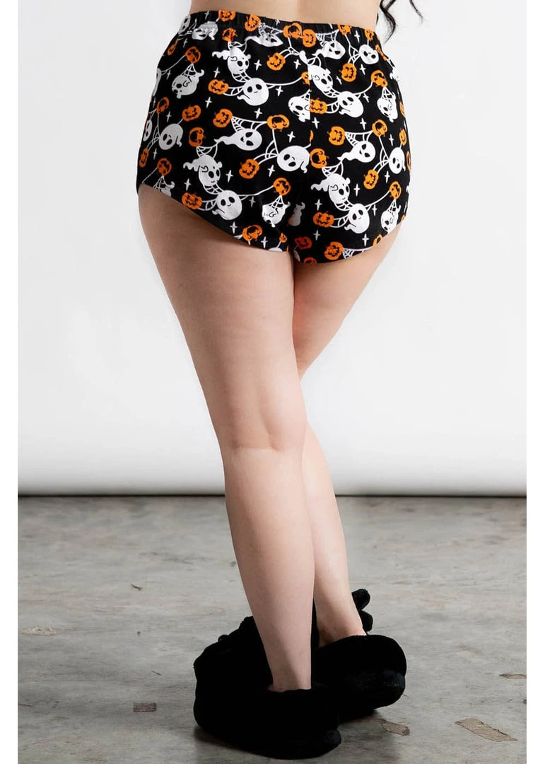 Killstar Haunted Pumpkin Pyjama Shorts Black New In