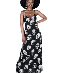 Killstar Heads Rollin' Skulls Maxi Dress Black