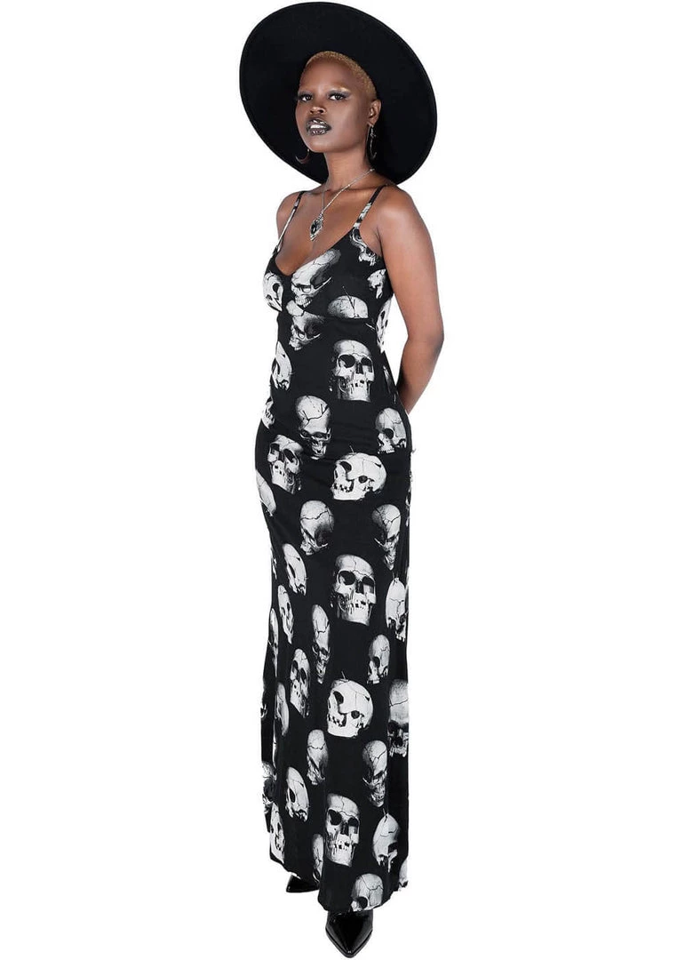 Killstar Heads Rollin' Skulls Maxi Dress Black